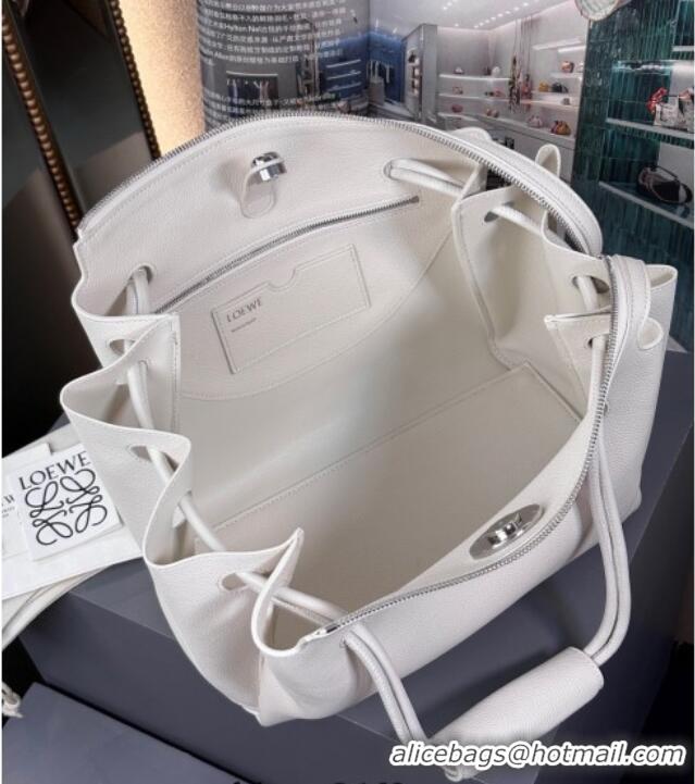 New Release Creation Loewe Medium Madrid Bag In Supple Grained Calfskin 052451 White 2025