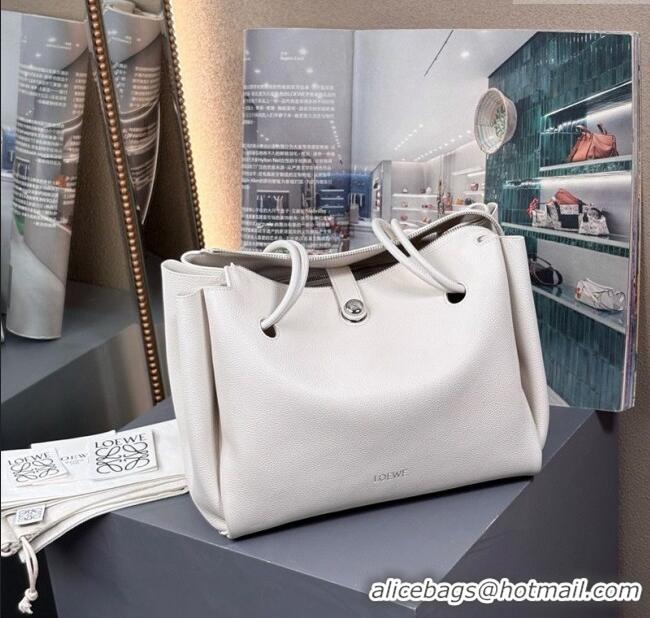 New Release Creation Loewe Medium Madrid Bag In Supple Grained Calfskin 052451 White 2025