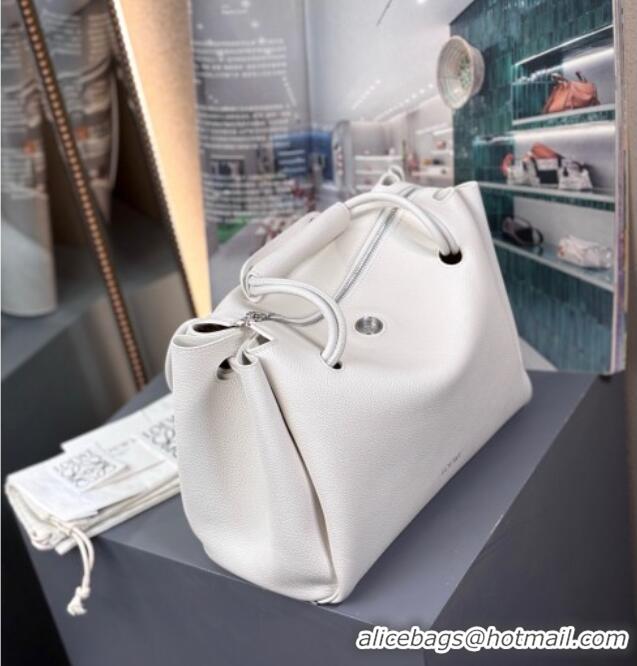 New Release Creation Loewe Medium Madrid Bag In Supple Grained Calfskin 052451 White 2025
