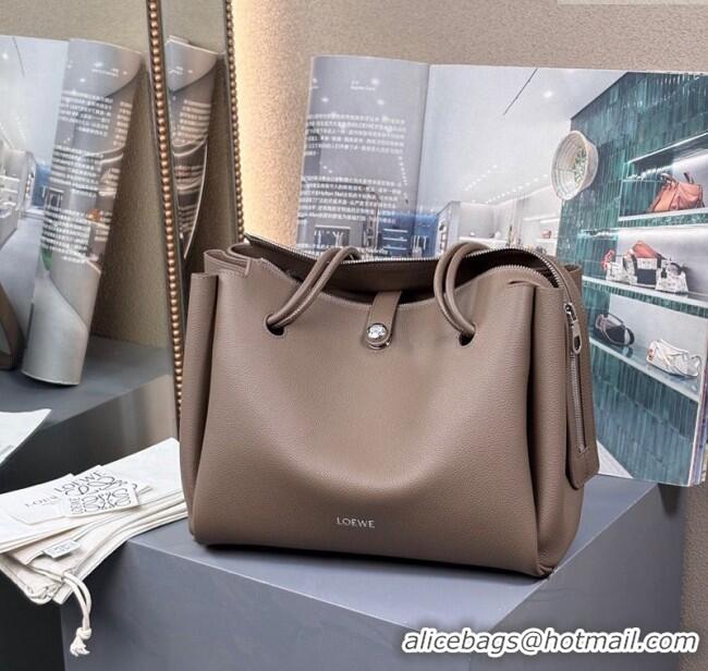 Well Crafted Loewe Medium Madrid Bag In Supple Grained Calfskin 052451 Taupe 2025