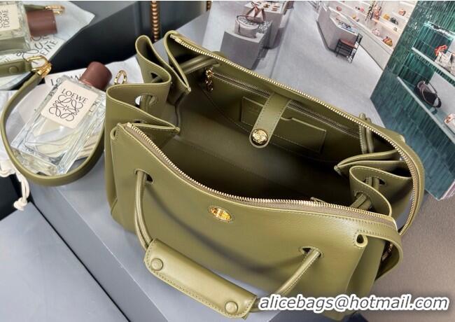 Fashion Grade Loewe Medium Madrid Bag In Supple Grained Calfskin 052451 Olive Green 2025