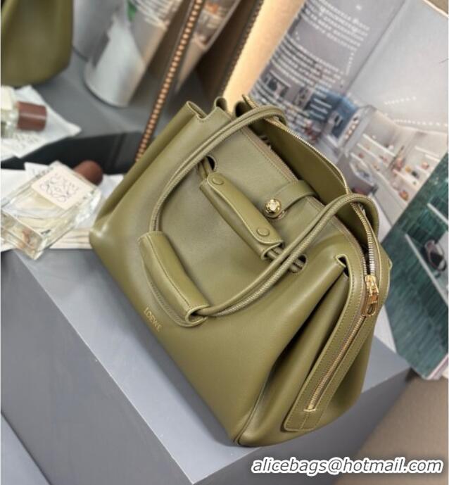 Fashion Grade Loewe Medium Madrid Bag In Supple Grained Calfskin 052451 Olive Green 2025