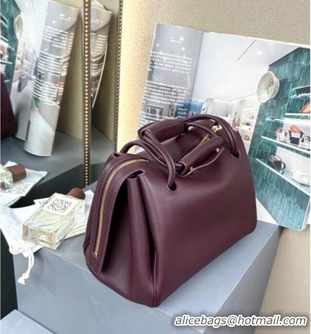 Buy Grade Loewe Medium Madrid Bag In Supple Grained Calfskin 052451 Dark Burgundy 2025