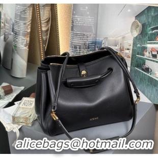 Luxury Classic Loewe Medium Madrid Bag In Supple Grained Calfskin 052451 Black 2025