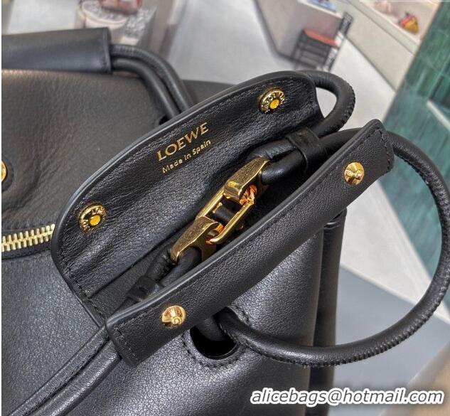 Luxury Classic Loewe Medium Madrid Bag In Supple Grained Calfskin 052451 Black 2025
