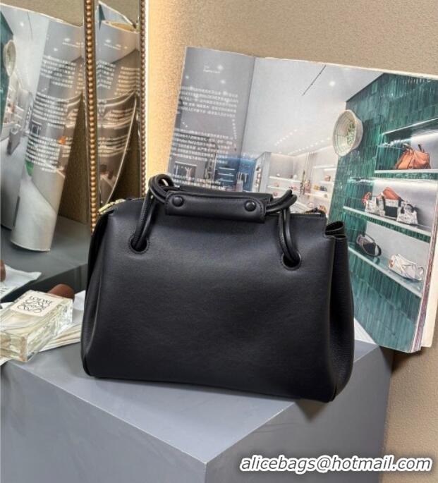 Luxury Classic Loewe Medium Madrid Bag In Supple Grained Calfskin 052451 Black 2025