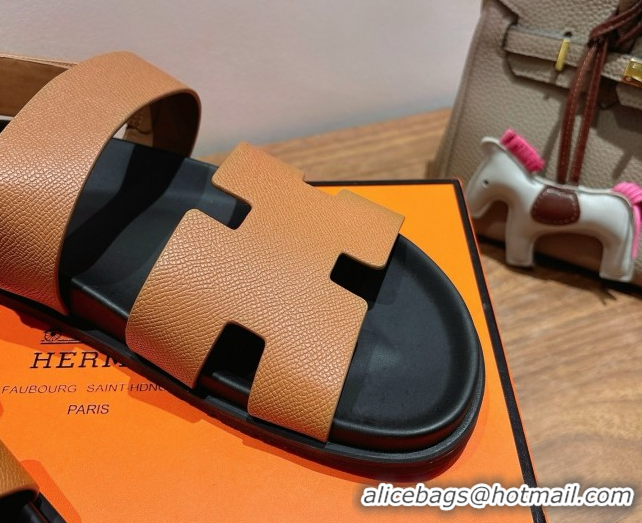 Big Discount Hermes Genius Strap Sandals in Grained Leather Brown 2025 H082011 0820162