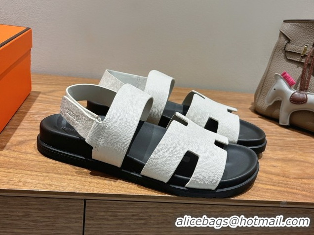 Most Popular Hermes Genius Strap Sandals in Grained Leather White 2025 H082011 0820163