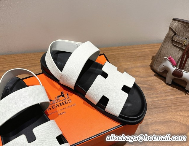 Most Popular Hermes Genius Strap Sandals in Grained Leather White 2025 H082011 0820163