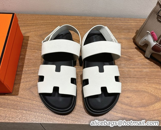 Most Popular Hermes Genius Strap Sandals in Grained Leather White 2025 H082011 0820163