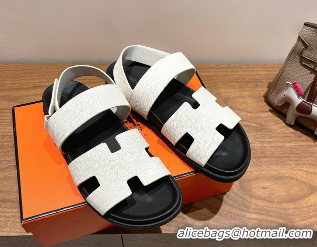 Most Popular Hermes Genius Strap Sandals in Grained Leather White 2025 H082011 0820163