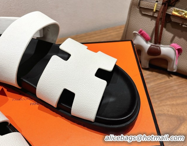 Most Popular Hermes Genius Strap Sandals in Grained Leather White 2025 H082011 0820163