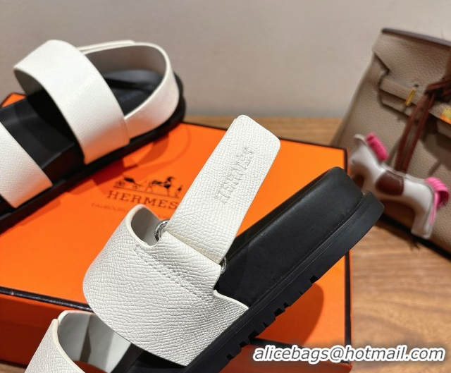 Most Popular Hermes Genius Strap Sandals in Grained Leather White 2025 H082011 0820163