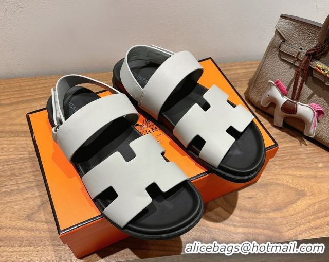 Charming Hermes Genius Strap Sandals in Calfskin Leather White H082011 0820167