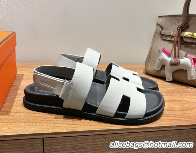 Charming Hermes Genius Strap Sandals in Calfskin Leather White H082011 0820167
