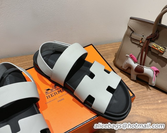 Charming Hermes Genius Strap Sandals in Calfskin Leather White H082011 0820167