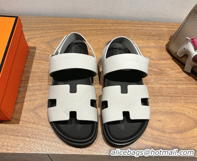Charming Hermes Genius Strap Sandals in Calfskin Leather White H082011 0820167