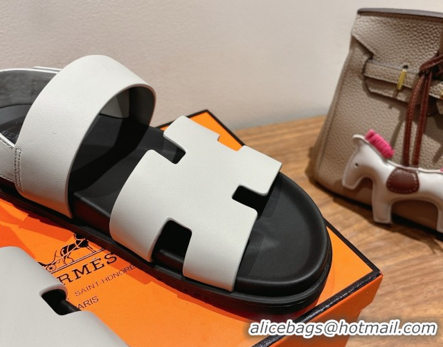 Charming Hermes Genius Strap Sandals in Calfskin Leather White H082011 0820167