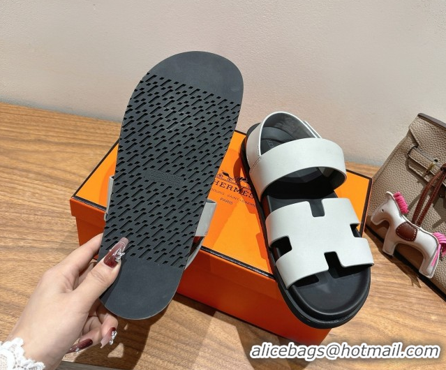 Charming Hermes Genius Strap Sandals in Calfskin Leather White H082011 0820167