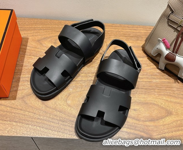 Best Price Hermes Genius Strap Sandals in Calfskin Leather Black 2025 H082011 0820168