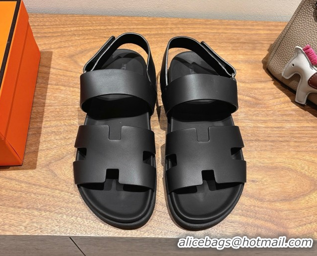 Best Price Hermes Genius Strap Sandals in Calfskin Leather Black 2025 H082011 0820168