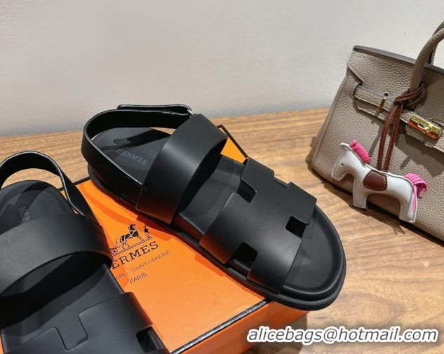 Best Price Hermes Genius Strap Sandals in Calfskin Leather Black 2025 H082011 0820168