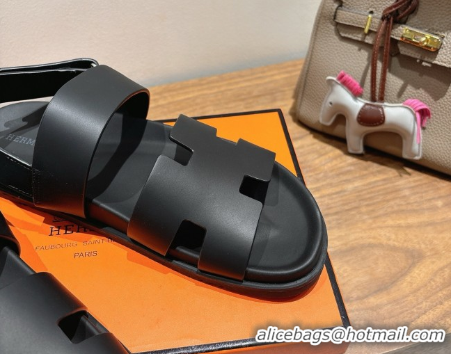 Best Price Hermes Genius Strap Sandals in Calfskin Leather Black 2025 H082011 0820168