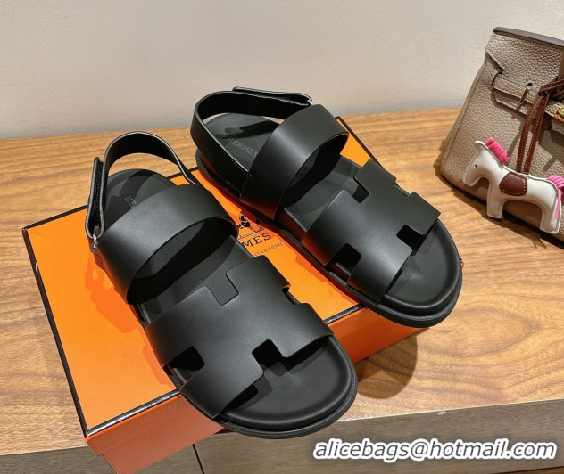Best Price Hermes Genius Strap Sandals in Calfskin Leather Black 2025 H082011 0820168