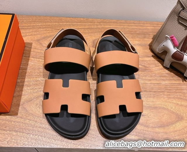 Unique Style Hermes Genius Strap Sandals in Calfskin Leather Brown 2025 H082011 0820169