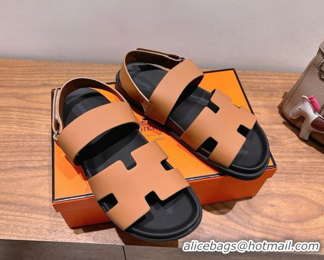 Unique Style Hermes Genius Strap Sandals in Calfskin Leather Brown 2025 H082011 0820169