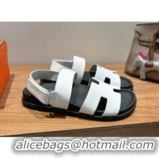 Purchase Hermes Genius Strap Sandals in Calfskin Leather White 2025 H082011 0820170