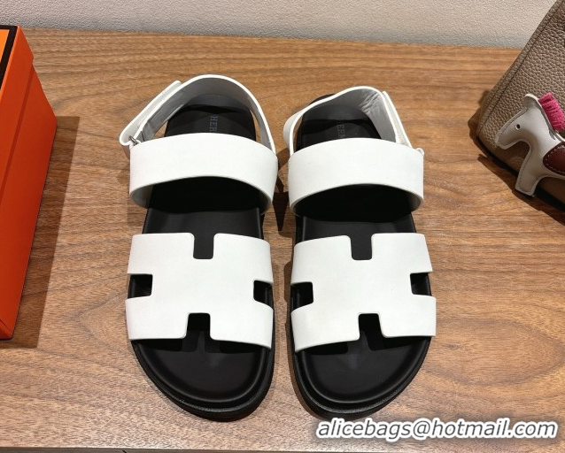 Purchase Hermes Genius Strap Sandals in Calfskin Leather White 2025 H082011 0820170