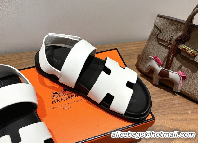 Purchase Hermes Genius Strap Sandals in Calfskin Leather White 2025 H082011 0820170