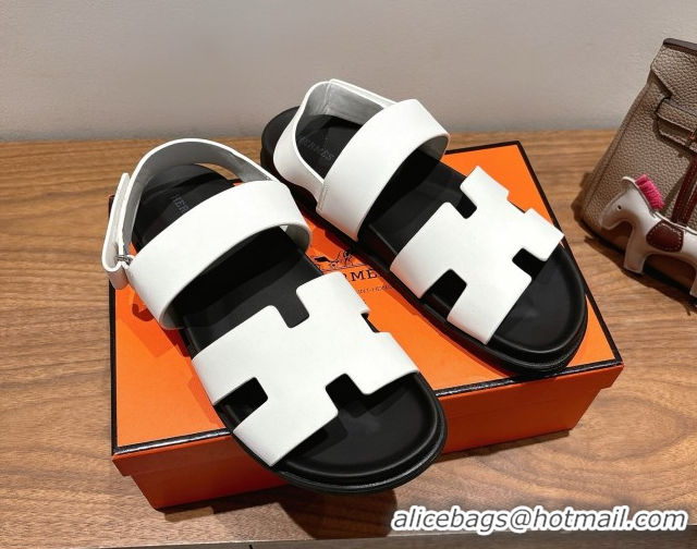 Purchase Hermes Genius Strap Sandals in Calfskin Leather White 2025 H082011 0820170