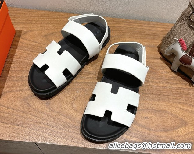 Purchase Hermes Genius Strap Sandals in Calfskin Leather White 2025 H082011 0820170