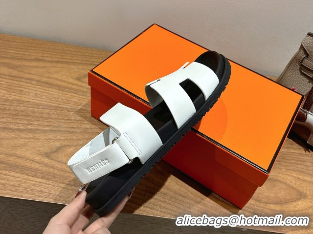 Purchase Hermes Genius Strap Sandals in Calfskin Leather White 2025 H082011 0820170