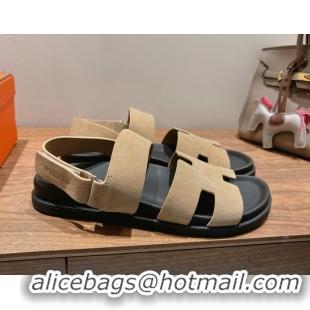 New Style Hermes Genius Strap Sandals in Suede Beige 2025 H082011 0820175