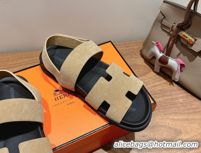 New Style Hermes Genius Strap Sandals in Suede Beige 2025 H082011 0820175