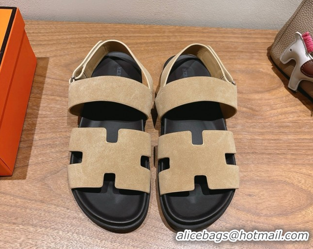 New Style Hermes Genius Strap Sandals in Suede Beige 2025 H082011 0820175
