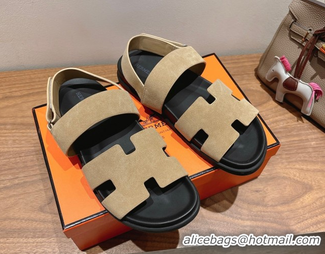 New Style Hermes Genius Strap Sandals in Suede Beige 2025 H082011 0820175