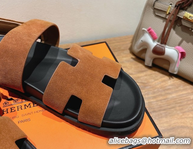 Durable Hermes Genius Strap Sandals in Suede Tan H082011 0820176