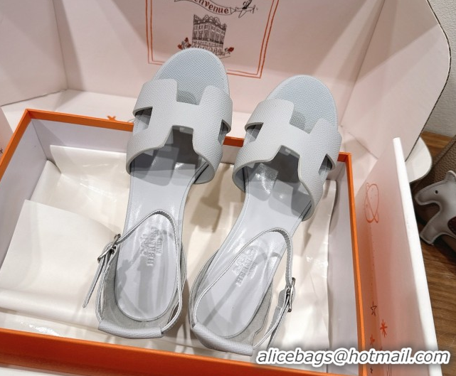 Most Popular Hermes Encens Heel Sandals 5cm in Epsom Calfskin Light Grey H082012 0820182