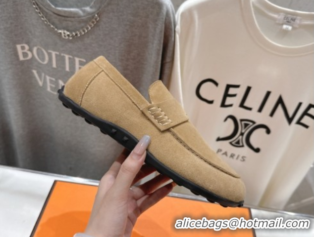 Promotion Hermes Lazy Loafers in Suede H090802 Brown
