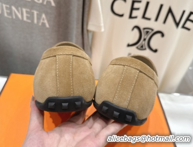 Promotion Hermes Lazy Loafers in Suede H090802 Brown