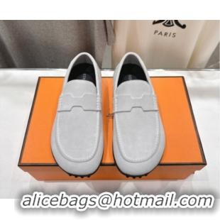 Affordable Price Hermes Lazy Loafers in Suede H090804 Beige