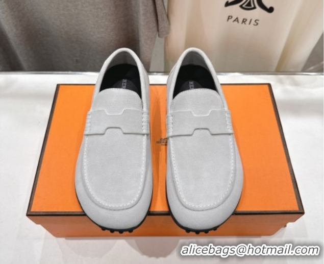 Affordable Price Hermes Lazy Loafers in Suede H090804 Beige