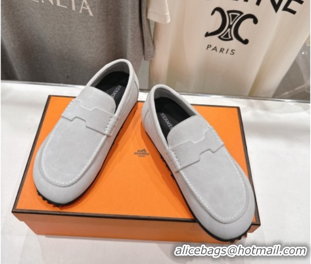 Affordable Price Hermes Lazy Loafers in Suede H090804 Beige
