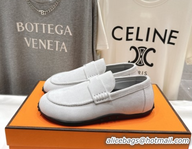 Affordable Price Hermes Lazy Loafers in Suede H090804 Beige