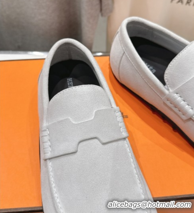Affordable Price Hermes Lazy Loafers in Suede H090804 Beige