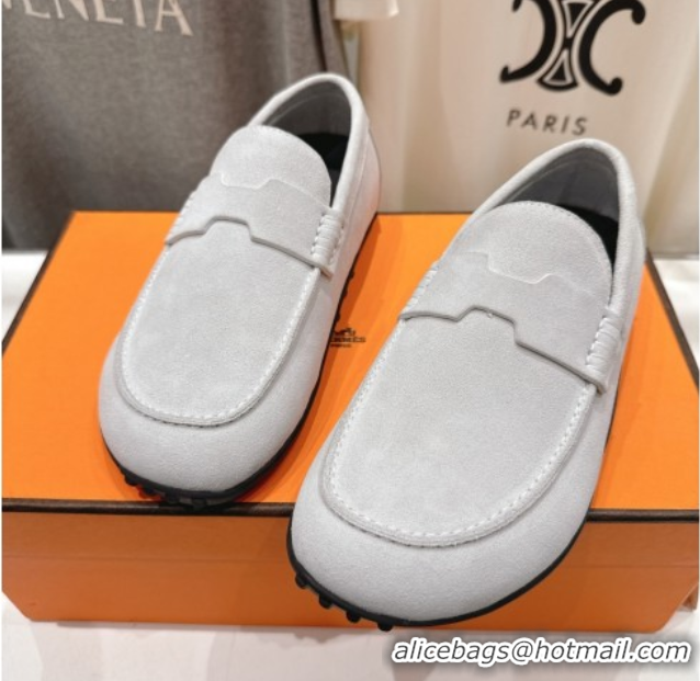 Affordable Price Hermes Lazy Loafers in Suede H090804 Beige